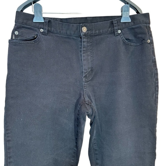 Lauren Jeans Co. Ralph Lauren Mid Rise Flare Black Denim Jeans Size 16 - Picture 2 of 12